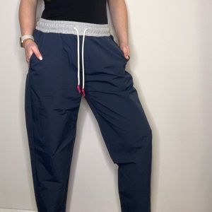 Johnny Was Calme Mix Nylon Taper Leg Pants Navy Blue New With Tags Size Medium